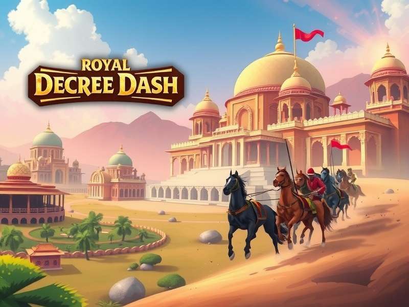 Royal Decree Dash game cover showing mythological chariot race across ancient Indian landscapes